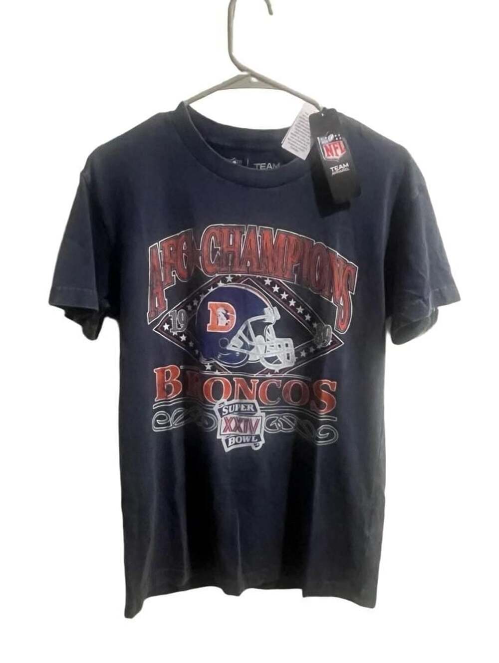 NFL Team Apparel Denver Broncos 1989 AFC Champions Super Bowl XXIV T-Shirt Size